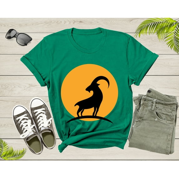 Cool Wild Goat Animal Horn Sunset Silhouette Capricorn T-Shirt Goat Lover Shirt Farm Animal Goat Gift Tshirt Farm Life Animal Lover Shirt