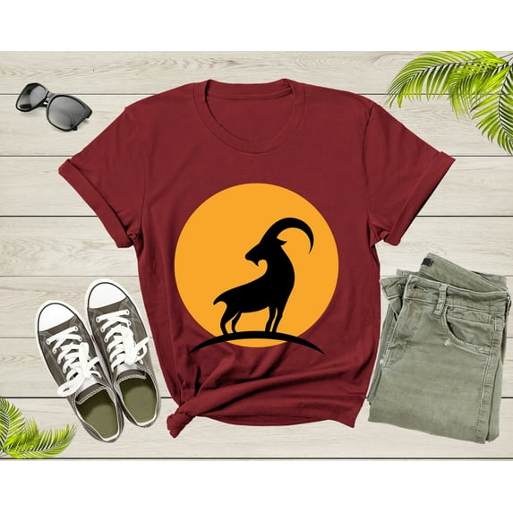 Cool Wild Goat Animal Horn Sunset Silhouette Capricorn T-Shirt Goat Lover Shirt Farm Animal Goat Gift Tshirt Farm Life Animal Lover Shirt