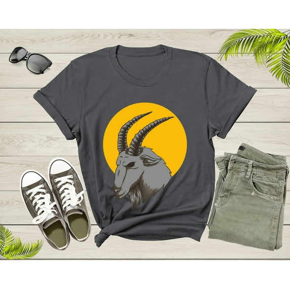 Cool Wild Goat Animal Horn Sunset Silhouette Capricorn T-Shirt Goat Lover Shirt Farm Animal Goat Gift Tshirt Farm Life Animal Lover Shirt
