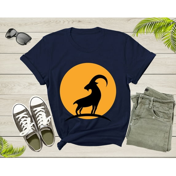 Cool Wild Goat Animal Horn Sunset Silhouette Capricorn T-Shirt Goat Lover Shirt Farm Animal Goat Gift Tshirt Farm Life Animal Lover Shirt