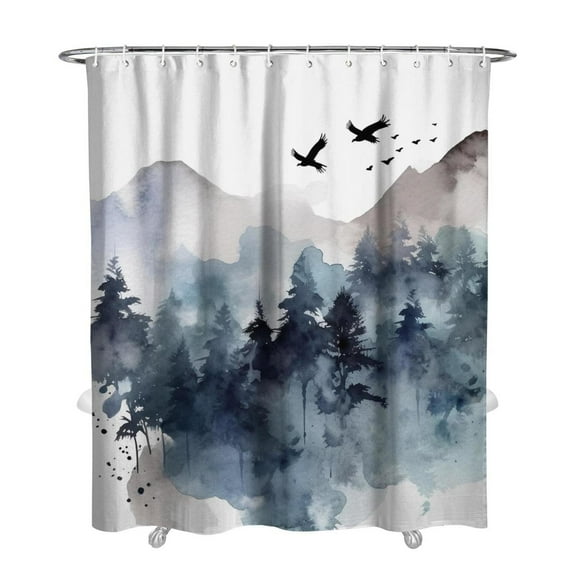 Cool Winter Fun Gray Fog Magic Tree Shower Curtains for Bathroom All Seasons Country Bathroom Shower Curtain Sets Waterproof Fabric Decor 72×84in with 12 Hooks