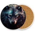 thumbnail image 1 of Cool Wolf Coasters Absorbent Moisture Non-Slip Drink Coaster Ceramic Stone with Cork Base Desktop Protection, 4PCS, 1 of 6