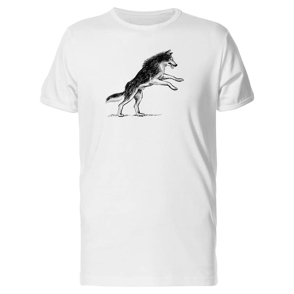 Cool Wolf Sketch Playing T-Shirt Men -Image by Shutterstock, Male Small