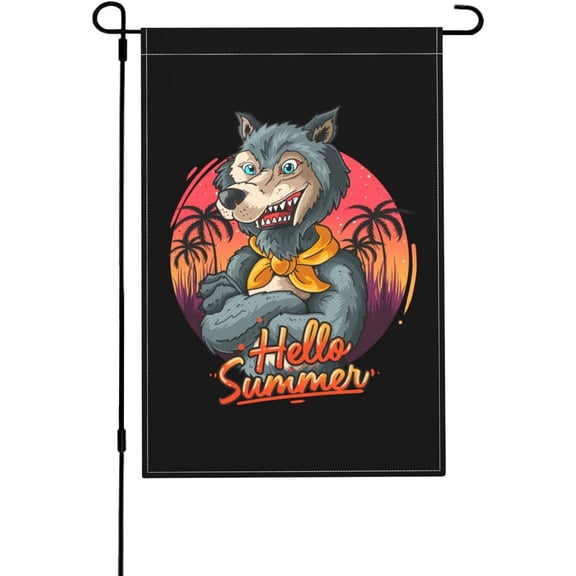Cool Wolf Small Garden Flag 12x18 Inch Double Sided Burlap Yard Decor Welcome Flag for Outdoor or Indoor