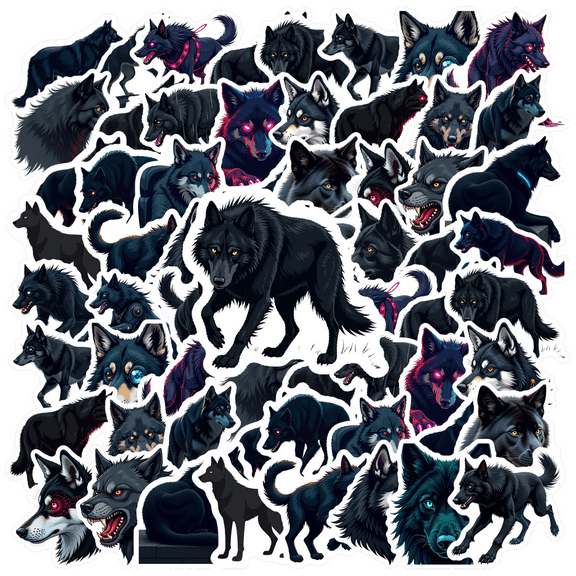 Cool Wolf Theme Stickers, Waterproof Wolf Theme Sticker for Water Bottle Laptop Phone Cases Planner Skateboard Luggage Helmet Party Favor Decor, Ideal for Adults Teens Teacher Rewards