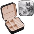 thumbnail image 1 of Cool Wolf Travel Jewelry Case, Portable Small Jewelry Box, Necklace Earrings Travel Jewelry PU Leather Box, Christmas Gift for Women Girl for Necklace Bracelet Earrings Rings, 1 of 7