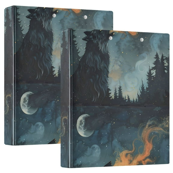 Cool Wolf on Mountain Hardcover 3 Ring Binder 1.5 inch Round Rings with Interior Pockets Binders Organizer Office School 1 Pack