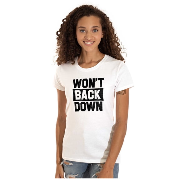 Cool Won't Back Down Gym Workout Womens Slim Fit Graphic Tee Brisco Brands M