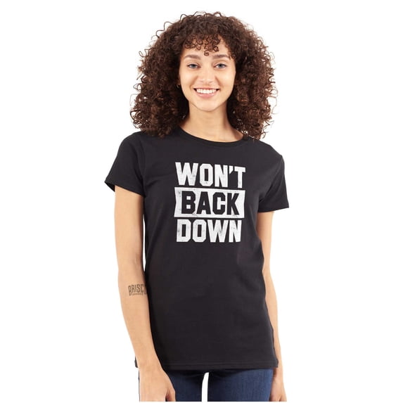Cool Won't Back Down Gym Workout Womens Fitted Plus Size Graphic Tee Brisco Brands 2X