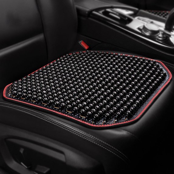Cool Wood Bead Car Seat Cushion Summer Breathable Mesh Support Lumbar Comfort