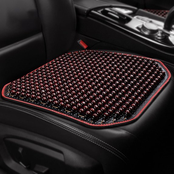 Cool Wood Bead Car Seat Cushion Summer Breathable Mesh Support Lumbar Comfort