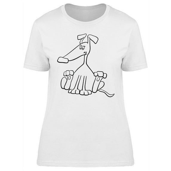 Cool Worried Dog Doodle Cartoon T-Shirt Women -Image by Shutterstock, Female x-Large