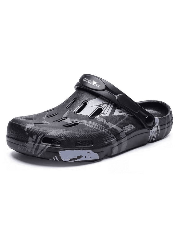 Men’s Slip-Resistant Clog Slipper, Black, 9