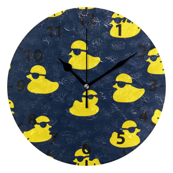 Cool Yellow Duck Wall Clock 10in Round Artistic Oil Painting Home Decor Desk Table Clock