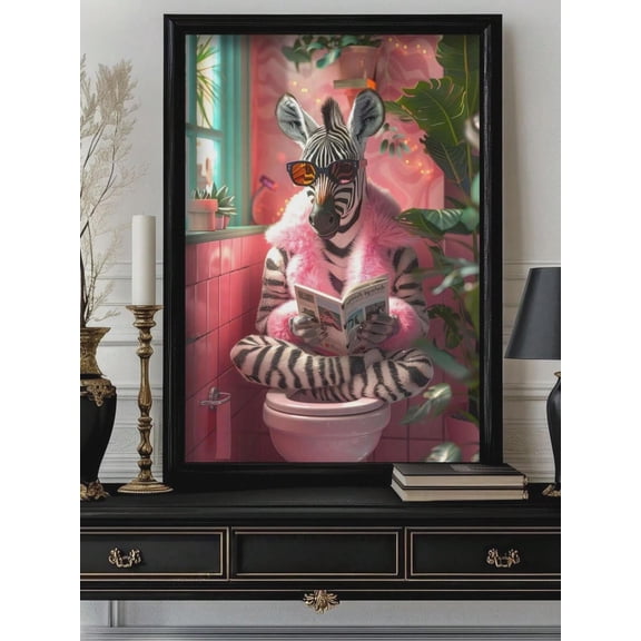 Cool Zebra Wall Art Poster Bathroom Print Poster Zebra On Tet Print Poster Warm Present Vintage UNFRAMED Poster Size 8x12