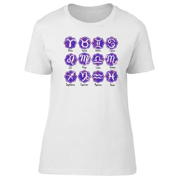 Cool Zodiac Signs, Symbols T-Shirt Women -Image by Shutterstock, Female Medium