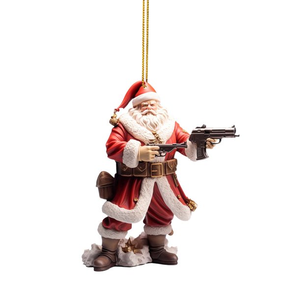 Cool and Imposing Santa Acrylic Material 2D Santa Cool Pendant Decoration Home Christmas Tree Decoration