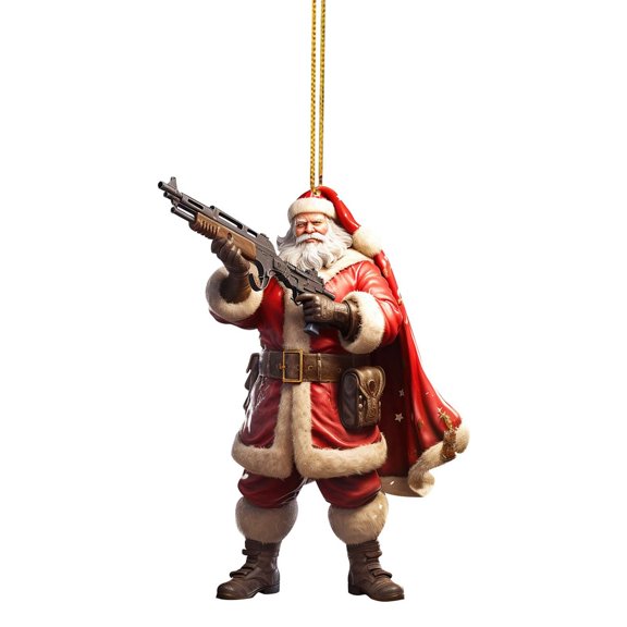 Cool and Imposing Santa Acrylic Material 2D Santa Cool Pendant Decoration Home Christmas Tree Decoration