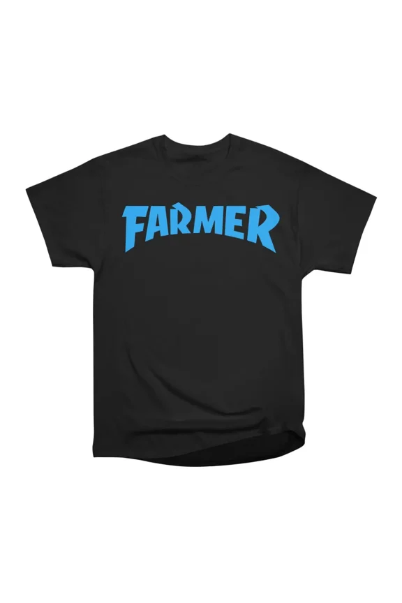 Cool farmer logo Blue T-Shirt Tee Gift For Him Merch For Her Apparel For Friend