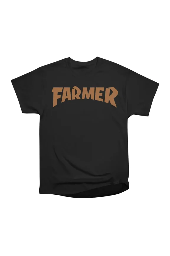 Cool farmer logo Brown T-Shirt Tee Gift For Him Merch For Her Apparel For Friend