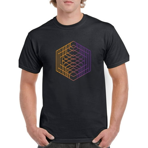 Cool hexagon pattern Men Black T-Shirt, Male Medium