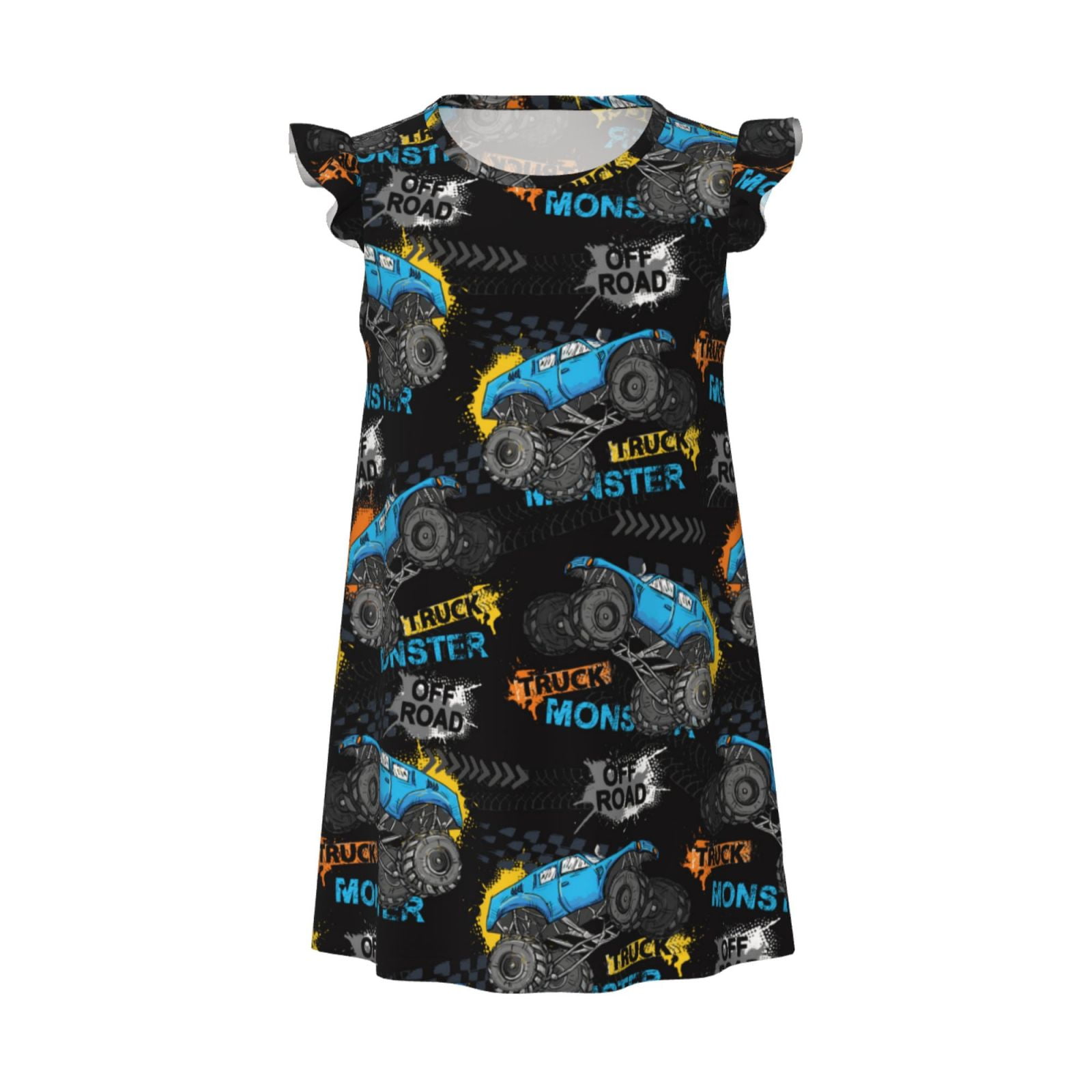 Cool offroad vehicle Girls Nightgowns, Flutter Sleeve Pajamas