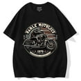 thumbnail image 1 of Cool retro Harley motorcycle print short-sleeved 100% cotton T-shirt, 1 of 1