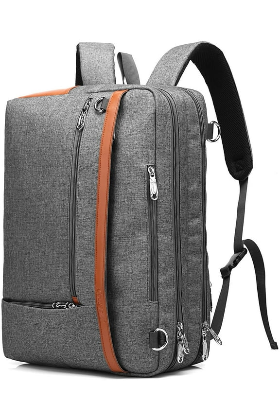 17.3" Laptop Backpack/Shoulder Bag/Messenger Bag/Briefcase, Multi-functional Travel Rucksack, Convertible Business Handbag for Men/Women (New Grey)
