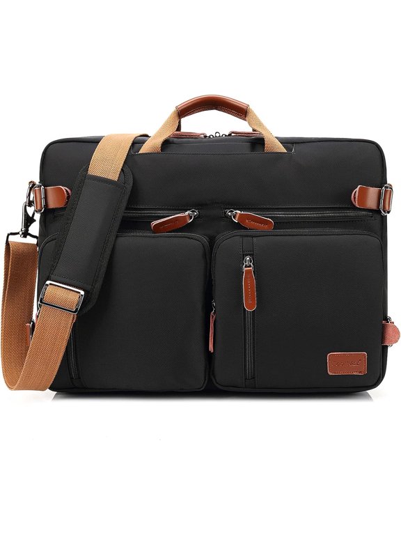 Convertible Backpack Messenger Shoulder Bag Laptop Case Handbag Business Briefcase Multi-Functional Travel Rucksack Fits 17.3 Inch Laptop for Men/Women (Black)