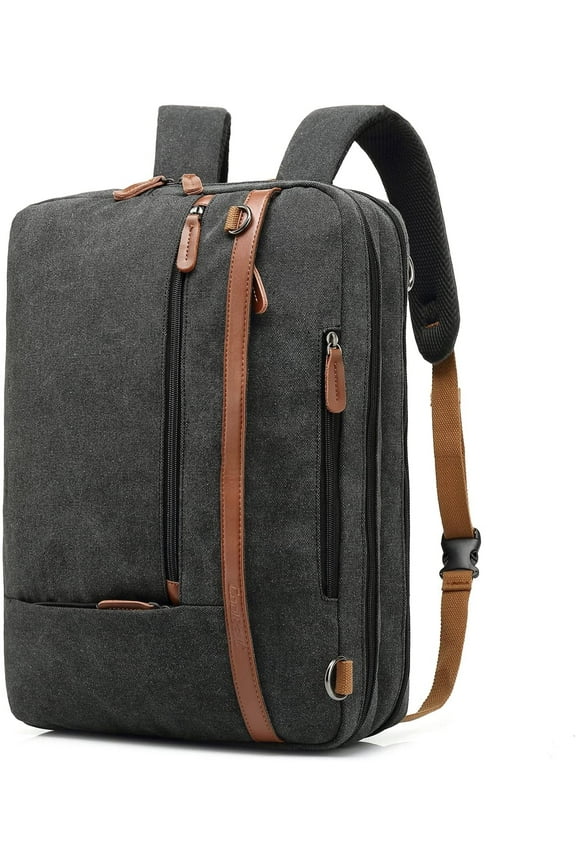 Convertible Backpack Shoulder bag Messenger Bag Laptop Case Business Briefcase Leisure Handbag Multi-functional Travel Rucksack Fits 15.6 Inch Laptop For Men / Women / Travel (Canvas Black)