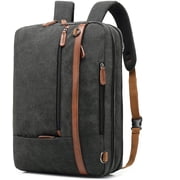 CoolBELL Convertible Backpack Shoulder bag Messenger Bag Laptop Case Business Briefcase Leisure Handbag Multi-functional Travel Rucksack Fits 15.6 Inch Laptop For Men / Women / Travel Canvas Black
