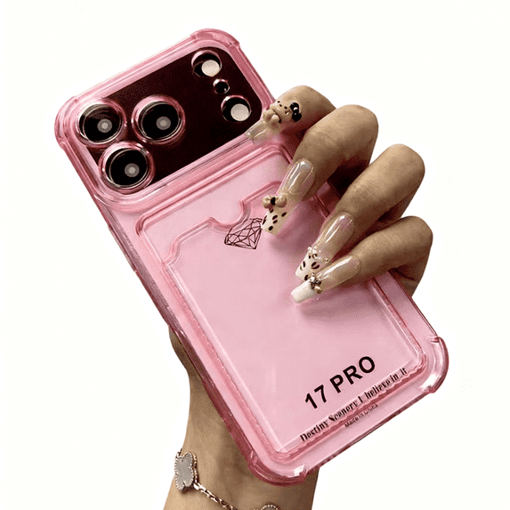 CoolDesignCase Clear with Card Holder Shockproof Corner Phone Case for iPhone 17 Protective TPU Cover