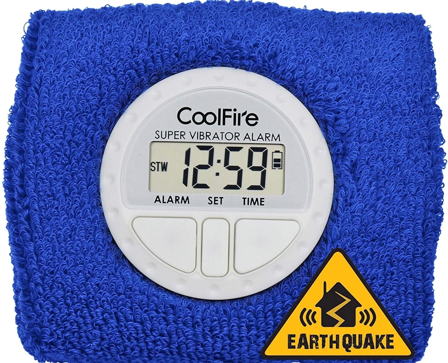 CoolFire Vibrating Alarm Clock - Silent Alarm Wristband Vibrating Watch.  Silent Wrist Shock Clock. Vibration Bracelet Clock Deep Sleeper & Vibrate  with USB Charge 1685G (Blue)