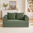 thumbnail image 1 of COOLHUT 63" W Combination Sofa, Sponge Floor Sofa, High Rebound Density Sponge Sofa Couch with Two Big Pillows, Six Forms Floor Sofa Couch Three Seats Sofa Bed for Living Room, Bedroom, Oliver Green, 1 of 12
