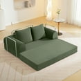 thumbnail image 1 of COOLHUT 63" W Convertible Sofa Bed, Foam Floor Sofa, Folding Sleeper Sofa Couch Bed with Six Frame, High Rebound Density Sofa, Corduroy Sofa Couch Bed for Living Room, Bedroom, Oliver Green, 1 of 11