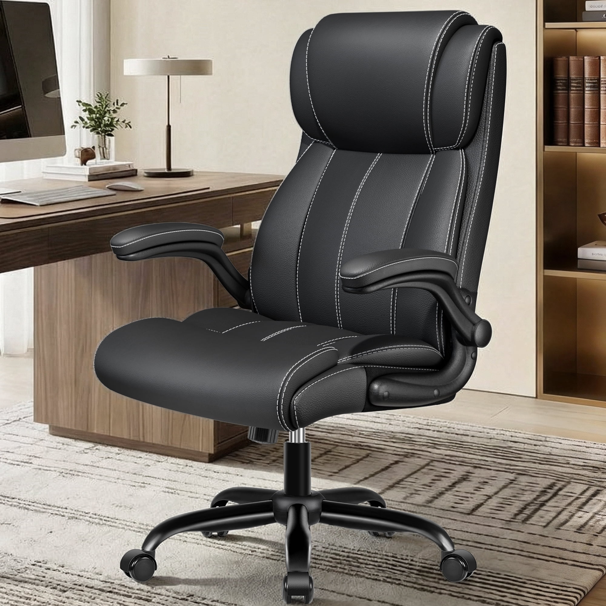 Mainstays Bonded Leather Mid-Back Manager's Office Chair, Brown
