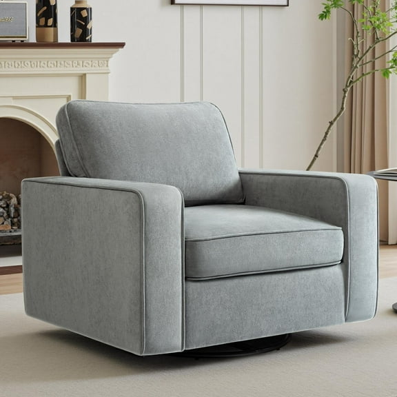 COOLHUT 360° Swivel Accent Chair Set of 1, 36.2" Wide Accent Chair Armchair, Comfy Upholstered Single Sofa Chair for Living Room and Bedroom, Gray