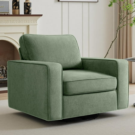 COOLHUT 360° Swivel Accent Chair Set of 1, 36.2" Wide Accent Chair Armchair, Comfy Upholstered Single Sofa Chair for Living Room and Bedroom, Green