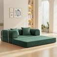 thumbnail image 1 of COOLHUT 63" W Combination Sofa, High Rebound Density Sponge Sofa Couch, Two Forms Floor Couch Three Seats Sofa Bed for Living Room, Bedroom, Green, 1 of 15