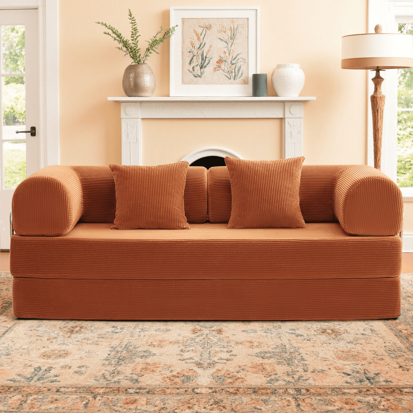 COOLHUT 78.7" Combination Sofa Bed, Pumpkin Brown