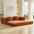 thumbnail image 1 of COOLHUT 78.7" W Combination Sofa, High Rebound Density Sponge Sofa Couch, Two Forms Floor Couch Three Seats Sofa Bed for Living Room, Bedroom, Pumpkin Brown, 1 of 13
