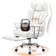 COOLHUT Big and Tall Office Chair 500LBS Wide Seat Ergonomic Computer Desk Chair, PU Leather Executive Office Chair with Footrest, Adjustable Task Chair Lumbar 