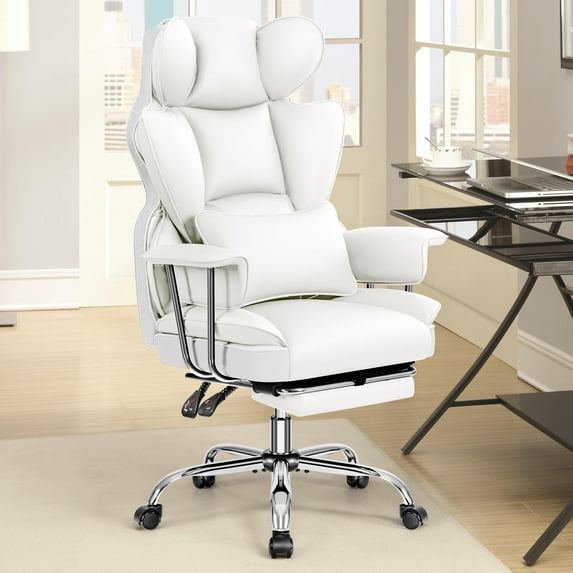 CoolHut Ergonomic Desk Chair Breathable Mesh Chair with Adjustable High Back Lumbar Support Flip-up Armrests, Executive Rolling Swivel Comfy Task Computer Chair for Home Office, White