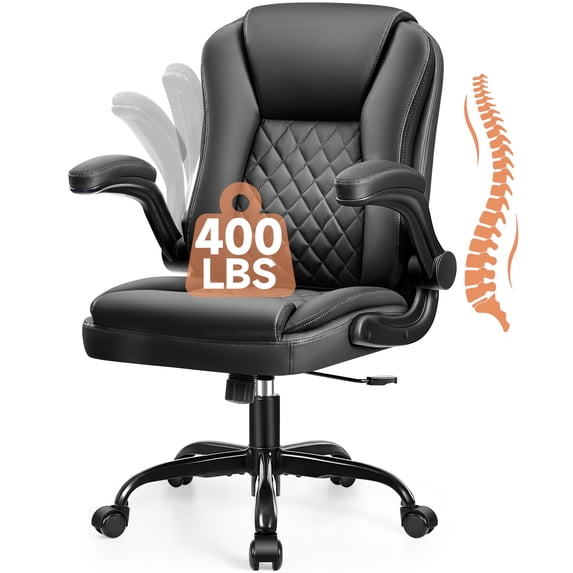 COOLHUT Office Executive Chair High Back Adjustable Managerial Home Desk Chair, Office Computer Chair with Lumber Support, Swivel PU Leather Chair for Home Office, Black