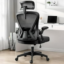 Ergonomic Mesh Office Chair, High Back Adjustable Waist Office Chair with Headrest, Executive Office Chair with Adjustable Armrest, Home Office Swivel Desk Chair, Adjustable Height, Black