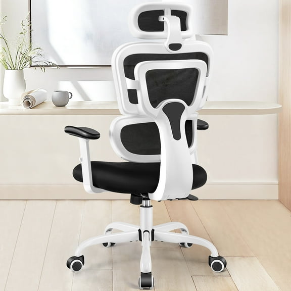 CoolHut Ergonomic Office Chair Desk Chair High Back Computer Chair with Lumbar Support, High-Sponge Cushion Home Office Chair, 300lbs, White