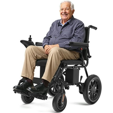 COOLHUT Foldable Electric Wheelchair, 20  Miles Long Range Motorized Electric Wheelchair, Senior-Friendly Power Chair with 360° Joystick, All Terrain Smart Mobility Scooter, Black