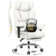 COOLHUT Large Executive Leather Office Chair with Footrest, Ergonomic Reclining Design, High Back and Lumbar Support, Ideal for Big and Tall Users, Perfect for 