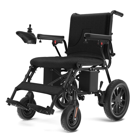 CoolHut Electric Wheelchair 20+ miles Range All Terrain, Portable Motorized Wheelchair for Seniors, Lightweight Foldable Electric Wheelchair, 5 years warranty, 500W Dual Motors Powerful, Black