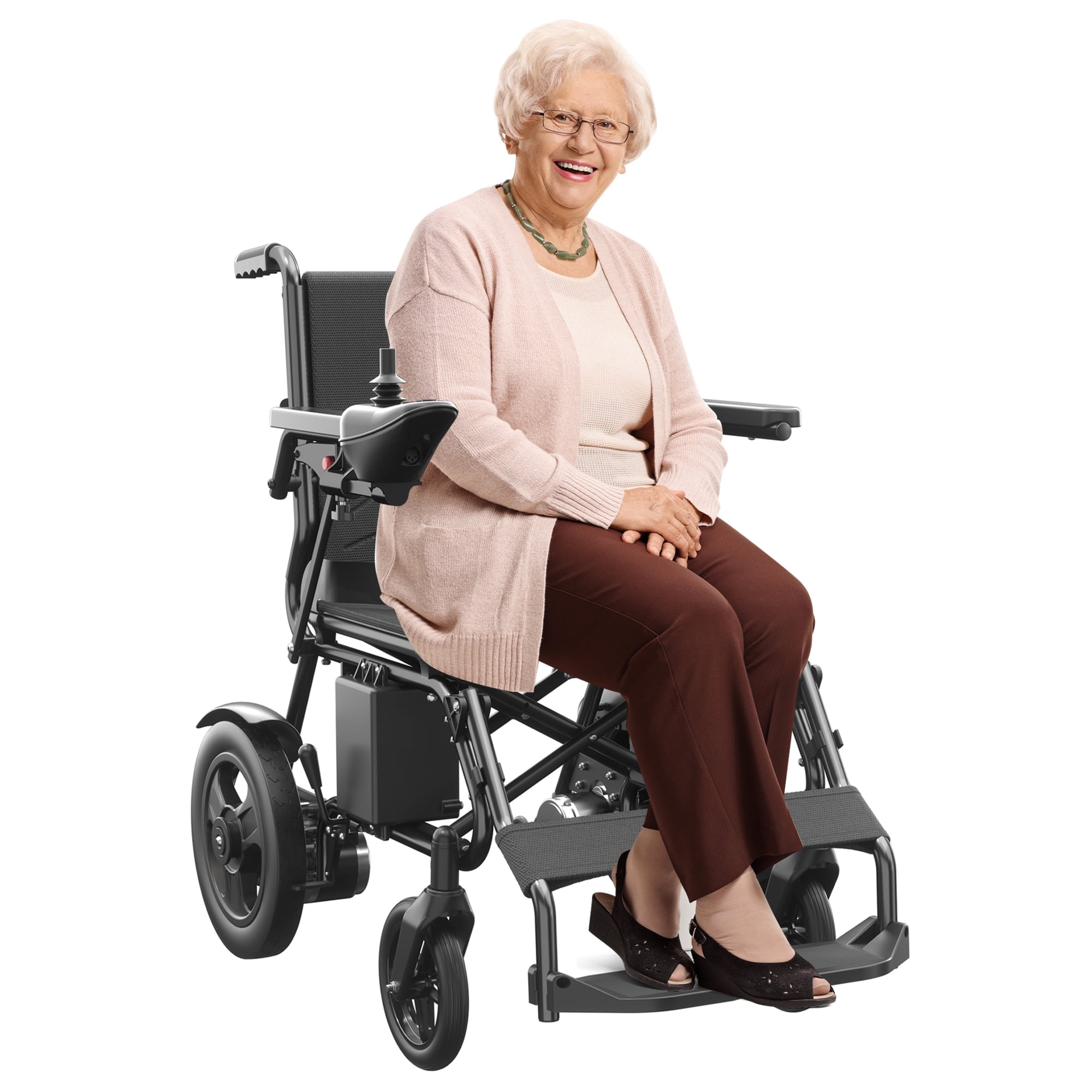 CoolHut Lightweight Foldable Electric Wheelchair, 5 years warranty, 500W Dual Motors Powerful, 15 miles Range All Terrain Portable Motorized Wheelchair for Seniors, Black